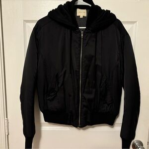 Urban Outfitters Silence and Noise Black Hooded Bomber Jacket